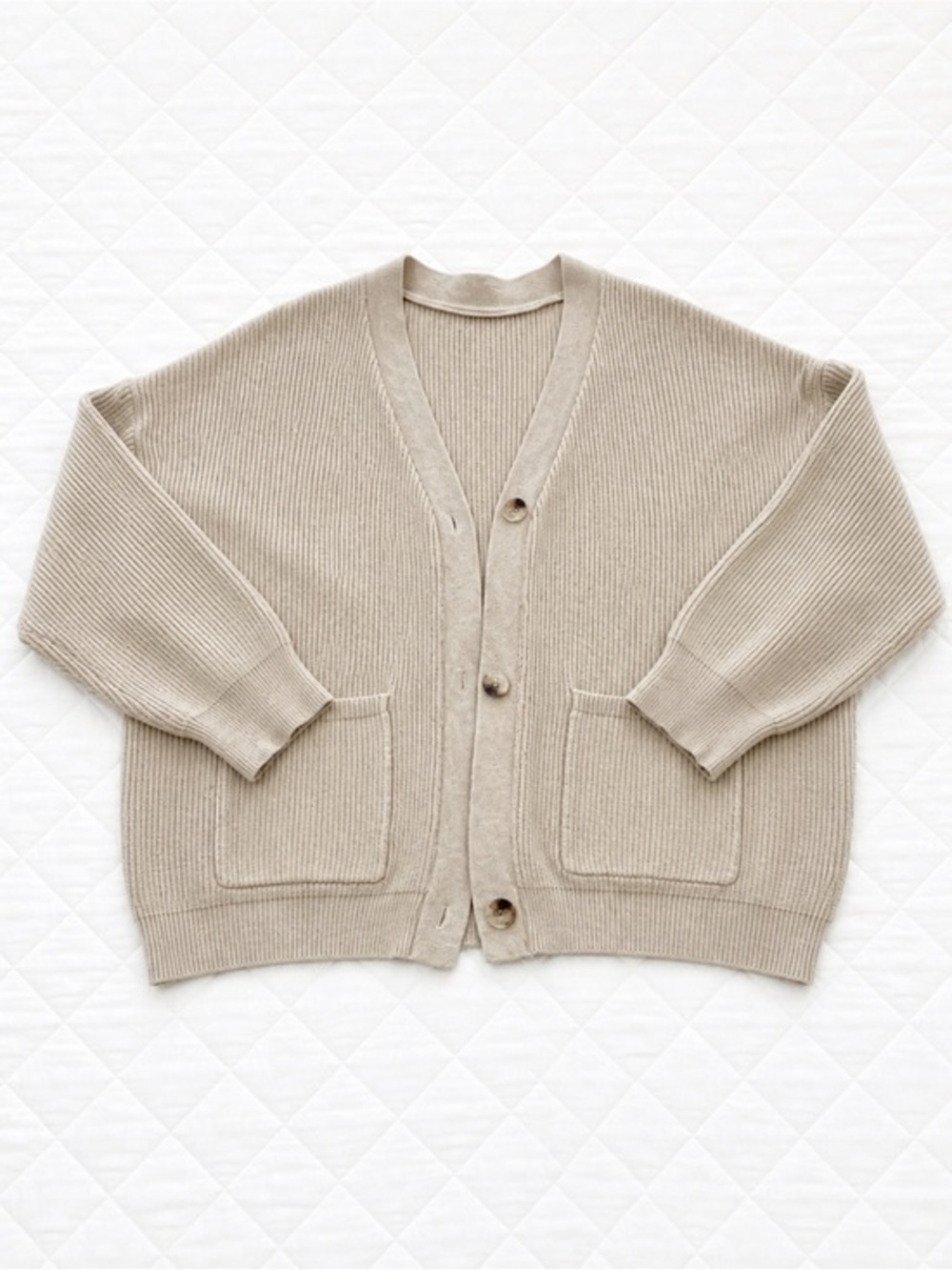 Dazy Medium Button down Sweater ribbed Cardigan Beige Sweater  Cable Knit EUC